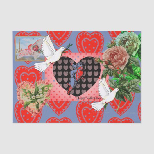 カスタマイズ可能なバレンタインデーのコラージュティッシュペーパー 薄葉紙 (正面)