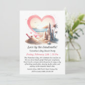 カスタマイズ可能なバレンタインデーのビーチパーティ 招待状 (スタンド正面)