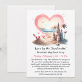 カスタマイズ可能なバレンタインデーのビーチパーティ 招待状 (正面/裏面)