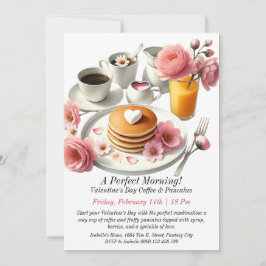 カスタマイズ可能なバレンタインデーコーヒー&パンケーキ 招待状