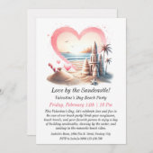 カスタマイズ可能なバレンタインデービーチパーティー 招待状 (正面/裏面)