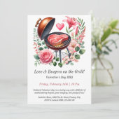 カスタマイズ可能なバレンタインデーBBQ招待状 招待状 (スタンド正面)