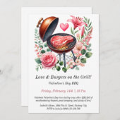 カスタマイズ可能なバレンタインデーBBQ招待状 招待状 (正面/裏面)