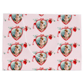カスタマイズ可能なバレンタインデーCUPIDハート抱き枕 ラージペーパーバッグ (裏面)