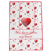 カスタマイズ可能なバレンタインハート ミディアムペーパーバッグ (裏面)