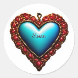カスタマイズ可能なバレンタインハート、ヴィンテージハート、 ラウンドシール