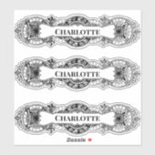 カスタマイズ可能なバロック名フレーム シール (シート)