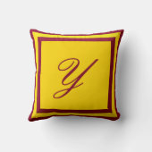 カスタマイズ可能なバーガンディおよび金ゴールドのモノグラムの枕 クッション (裏面)