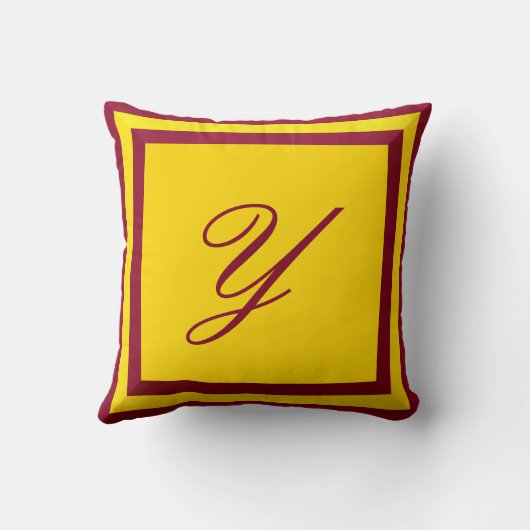 カスタマイズ可能なバーガンディおよび金ゴールドのモノグラムの枕 クッション (裏面)