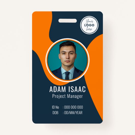 カスタマイズ可能なバーコードロゴ名タグスタッフ バッジ (正面)