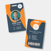 カスタマイズ可能なバーコードロゴ名札スタッフ バッジ (正面＆裏面)