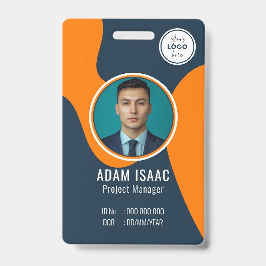 カスタマイズ可能なバーコードロゴ名札スタッフ バッジ (正面)