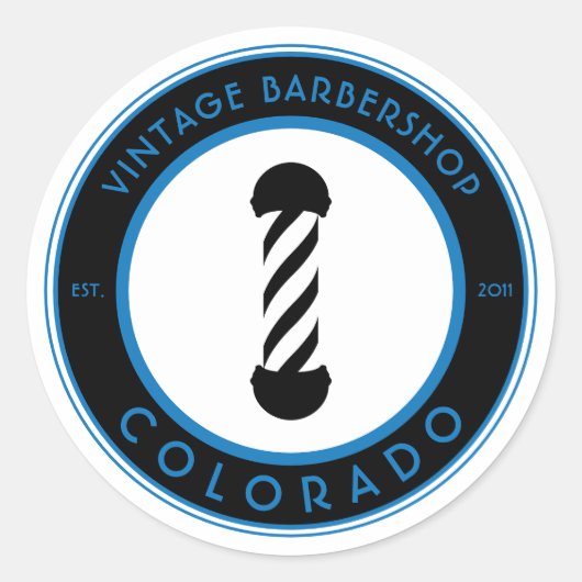 カスタマイズ可能なバーバーショップポールクラシックラウンドステッカー ラウンドシール (正面)
