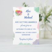 カスタマイズ可能なパステルウォーターカラーラブフローラ結婚ズ 招待状 (スタンド正面)