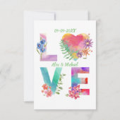 カスタマイズ可能なパステルウォーターカラーラブフローラ結婚ズ 招待状 (裏面)