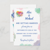 カスタマイズ可能なパステルウォーターカラーラブフローラ結婚ズ 招待状 (正面/裏面)