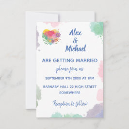 カスタマイズ可能なパステルウォーターカラーラブフローラ結婚ズ 招待状