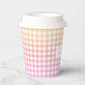 カスタマイズ可能なパステルギンガムグラデーション誕生日 紙コップ (右)