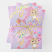 カスタマイズ可能なパステルハッピーバースデーラッピング紙 ラッピングペーパーシート (インサイチュ)