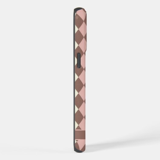 カスタマイズ可能なパステルピンクイエローブラウンアーガイル iPhoneケース (右側面)