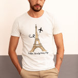 カスタマイズ可能なパリトリップシックエッフェルタワー飛行機 Tシャツ<br><div class="desc">おカスタマイズ家族の懇親会や女の子の旅行のために、これらのシックなミニマリストのパリの休暇tシャツ。エッフェル芸術的タワーのスケッチの背後に飛行機を飛んでいる持つあなたの飛行機旅行を象徴する。可愛カスタムい筆記体。</div>