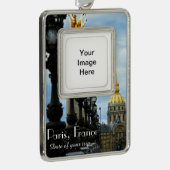 カスタマイズ可能なパリ旅行クリスマスのオーナメント シルバープレートフレームオーナメント (右)