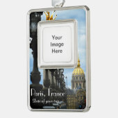 カスタマイズ可能なパリ旅行クリスマスのオーナメント シルバープレートフレームオーナメント (左)