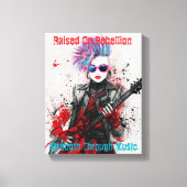 カスタマイズ可能なパンクガールギタリストアート感動的 キャンバスプリント (正面)