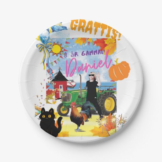 カスタマイズ可能なパーソナル誕生日デザイン ペーパープレート (正面)