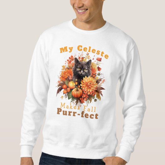 カスタマイズ可能なパーフェクト秋の猫セレスティ スウェットシャツ (正面)