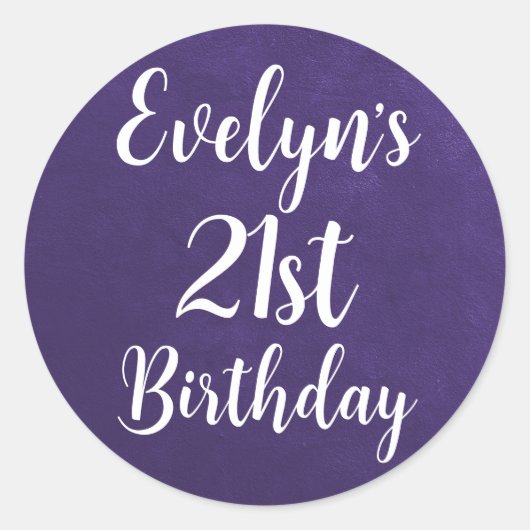 カスタマイズ可能なパープルスエード効果ステッカー ラウンドシール (正面)