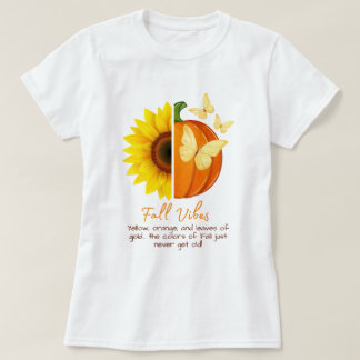 カスタマイズ可能なヒマワリとカボチャ秋Tシャツ Tシャツ