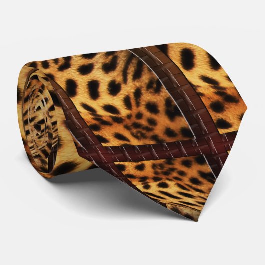 カスタマイズ可能なヒョウの皮のタイ- ネクタイ (ロール)