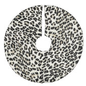 カスタマイズ可能なヒョウ印刷クリスマスツリースカート フェイクリネンツリースカート (正面)