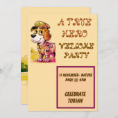 カスタマイズ可能なヒーローのパーティーフラット招待状 招待状 (正面/裏面)