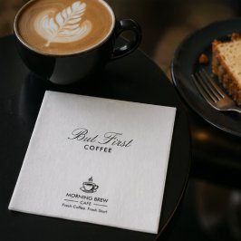 カスタマイズ可能なビジネスロゴ入りペーパーナプキン But First Coffee スタンダードカクテルナプキン