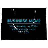 カスタマイズ可能なビジネス用テキストなど 編集可能なブラック ラージペーパーバッグ (正面)