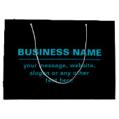 カスタマイズ可能なビジネス用テキストなど 編集可能なブラック ラージペーパーバッグ (裏面)