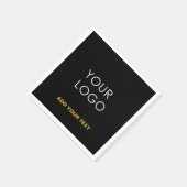 カスタマイズ可能なビジネス追加ロゴモダンブラック スタンダードカクテルナプキン (角)