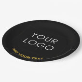 カスタマイズ可能なビジネス追加ロゴモダンブラック ペーパープレート (アングル)
