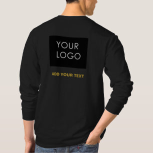 カスタマイズ可能なビジネス追加ロゴモダンブラック Tシャツ