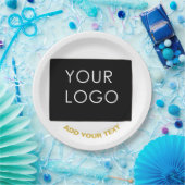 カスタマイズ可能なビジネス追加ロゴ白モダン色 ペーパープレート (パーティー)