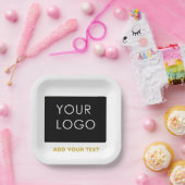 カスタマイズ可能なビジネス追加ロゴ白モダン色 ペーパープレート (パーティー)