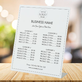 カスタマイズ可能なビジネス ロゴ モダン メニュー 価格表 台座サイン