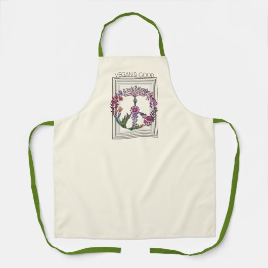 カスタマイズ可能なビーガンフローラ平和サインかわいい花 エプロン (正面)