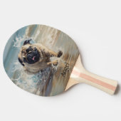 カスタマイズ可能なビーチでHappy Pug 卓球ラケット (横)