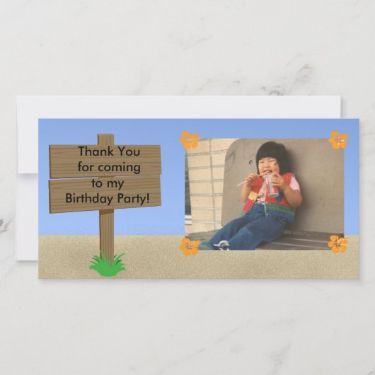 カスタマイズ可能なビーチの印の写真カード サンキューカード (正面)