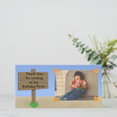 カスタマイズ可能なビーチの印の写真カード サンキューカード (スタンド正面)