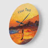 カスタマイズ可能なビーチサンセットクロック ラージ壁時計 (傾斜)
