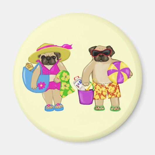 カスタマイズ可能なビーチPUGマグネット マグネット (正面)